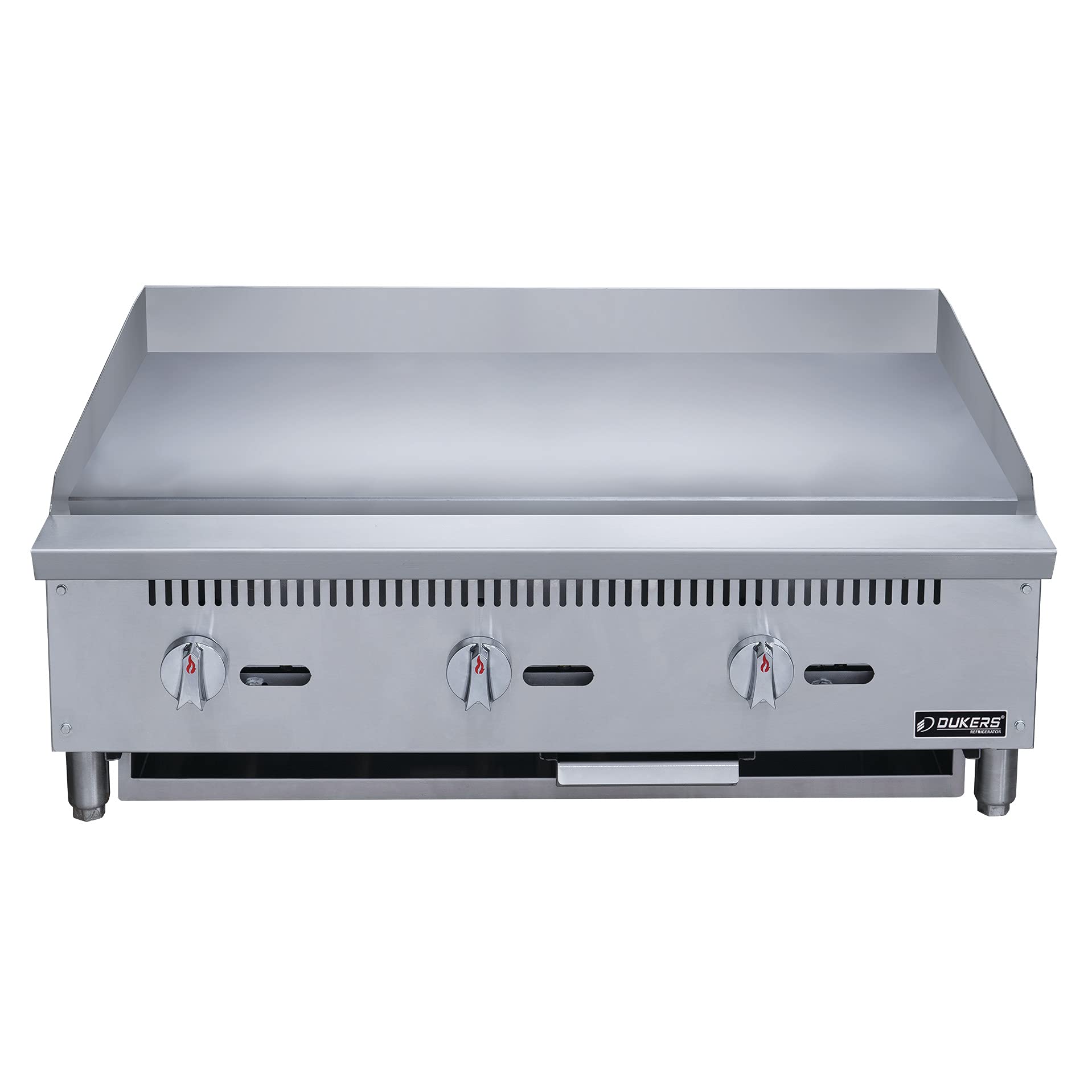 Dukers DCGMA36 36-Inch Commercial Countertop Gas Griddle - 30,000 BTU, 1 Burner, NG/LPG (Natural Gas/Propane) with 1-Inch Plate & Manual Controls - Perfect for Restaurants, Food Trucks, and Outdoor Cooking
