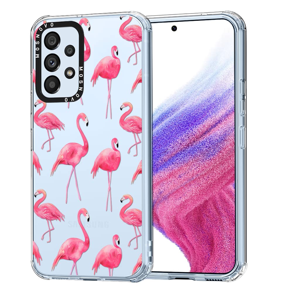 MOSNOVO Clear Slim TPU + PC Case for Samsung Galaxy A53 5G - Cute Flamingo Design Protective Phone Cover | Perfect for Everyday Use, Work & Travel