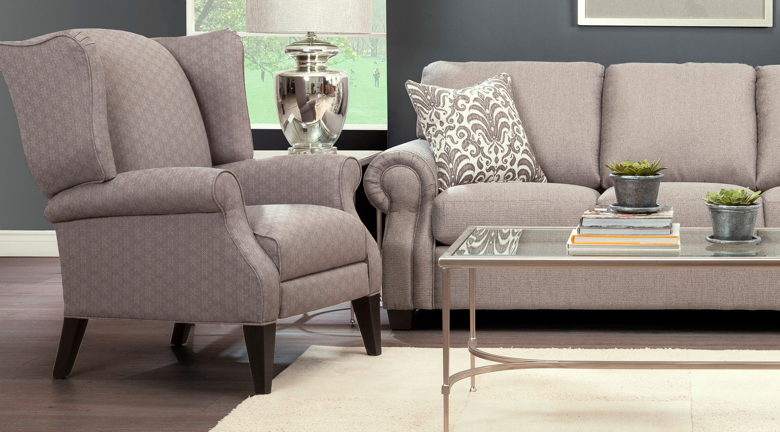 Comfortable Push Back Wing Chair - High-Quality Upholstered Lounge Chair for Living Room, Bedroom & Office - Perfect for Relaxing, Reading & Watching TV