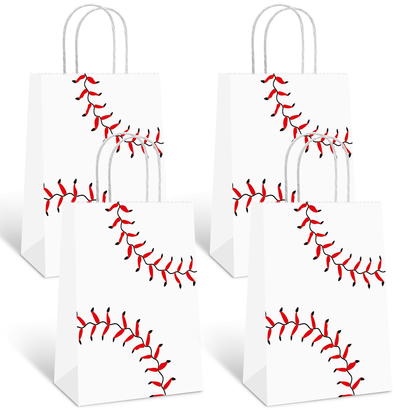 Bsitao 16 PCS Baseball Party Favor Bags with Handles - Baseball Themed Gift Bags for Candy, Treats & Goodies - Perfect for Birthday Parties, Baby Showers & Sports Themed Events
