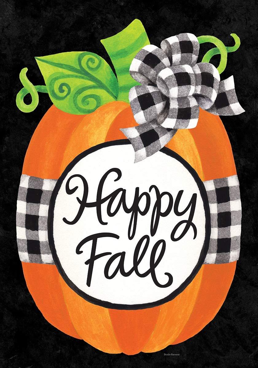 Gingham Pumpkin Garden Flag - Fall Decor for Porch, Yard & Outdoor Autumn Decorations - Perfect for Halloween & Thanksgiving