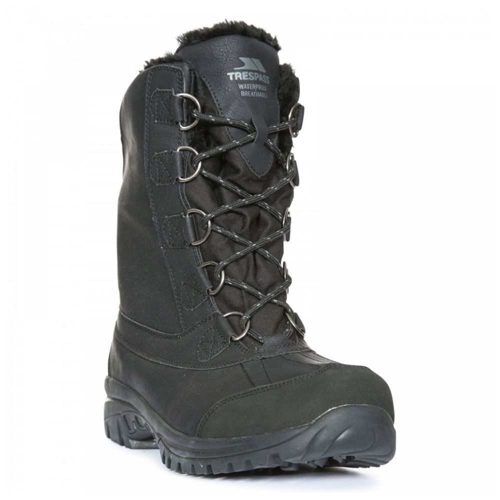 Trespass Men's Waterproof Snow Boots - Winter Hiking Boots for Men, Insulated & Slip-Resistant, Black - Perfect for Snowy Trails, Ice Fishing & Cold Weather Adventures