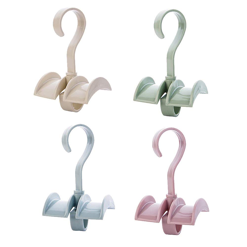 Azeho 360 Degree Rotating Handbag Hanger with 4 Hooks - Space Saving Closet Organizer for Purses, Belts, Scarves & Ties - Perfect for Bedroom, Closet & Dorm Organization (4 Colors)