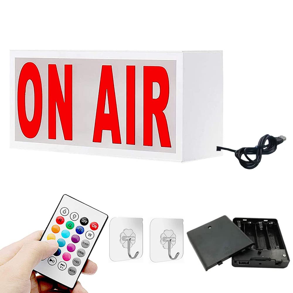 ON AIR Wall Mount LED Neon Sign - USB & Battery Powered with Remote Control, Multiple Lighting Modes - Perfect for Recording Studios, Home Offices, Podcasting & Desk Decor