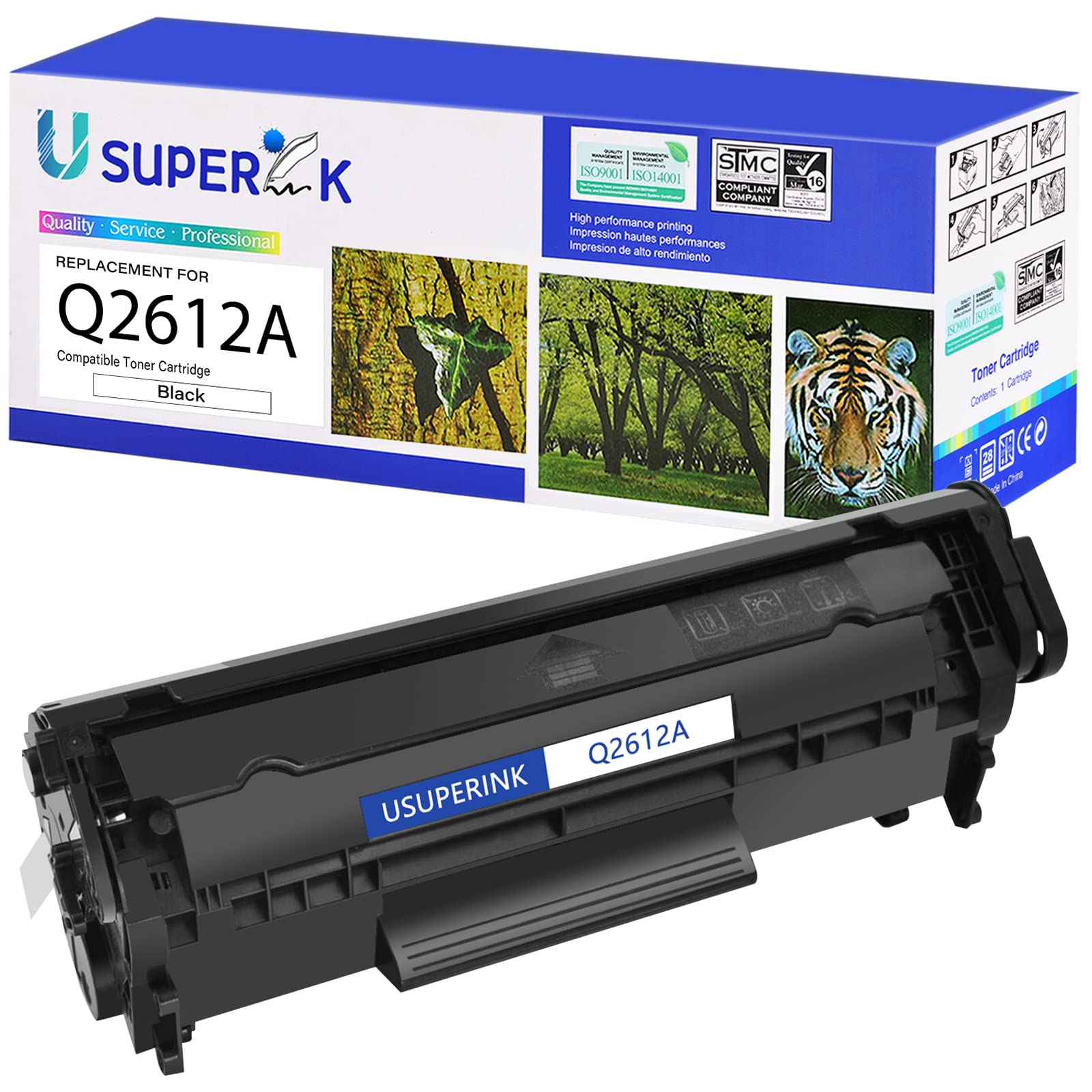 HP 12A Q2612A Compatible Toner Cartridge Replacement - Works with HP LaserJet 1010/1012/1022/3015/3050/3055/M1319/M1005 MFP Printers - High Yield Black Ink (1-Pack) for Home & Office Printing Needs