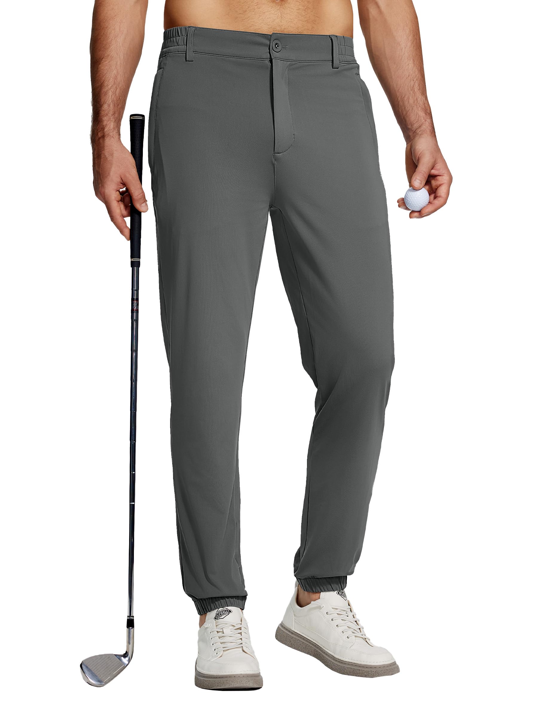 **Men's Slim Fit Golf Joggers Pants - Stretch Travel & Work Casual Tapered Pants with 4 Zipper Pockets | Perfect for Golfing, Travel, Office & Everyday Wear**