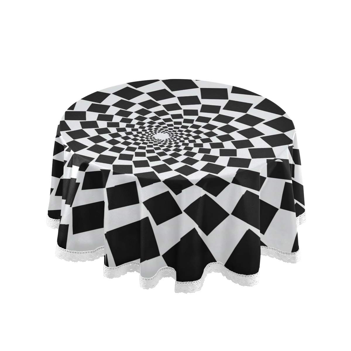 KFBE 60-Inch Round Tablecloth – Optical Illusion Design, Heat-Resistant & Washable Polyester Fabric for Dining Tables – Perfect for Weddings, Parties, Christmas Decorations & Special Occasions