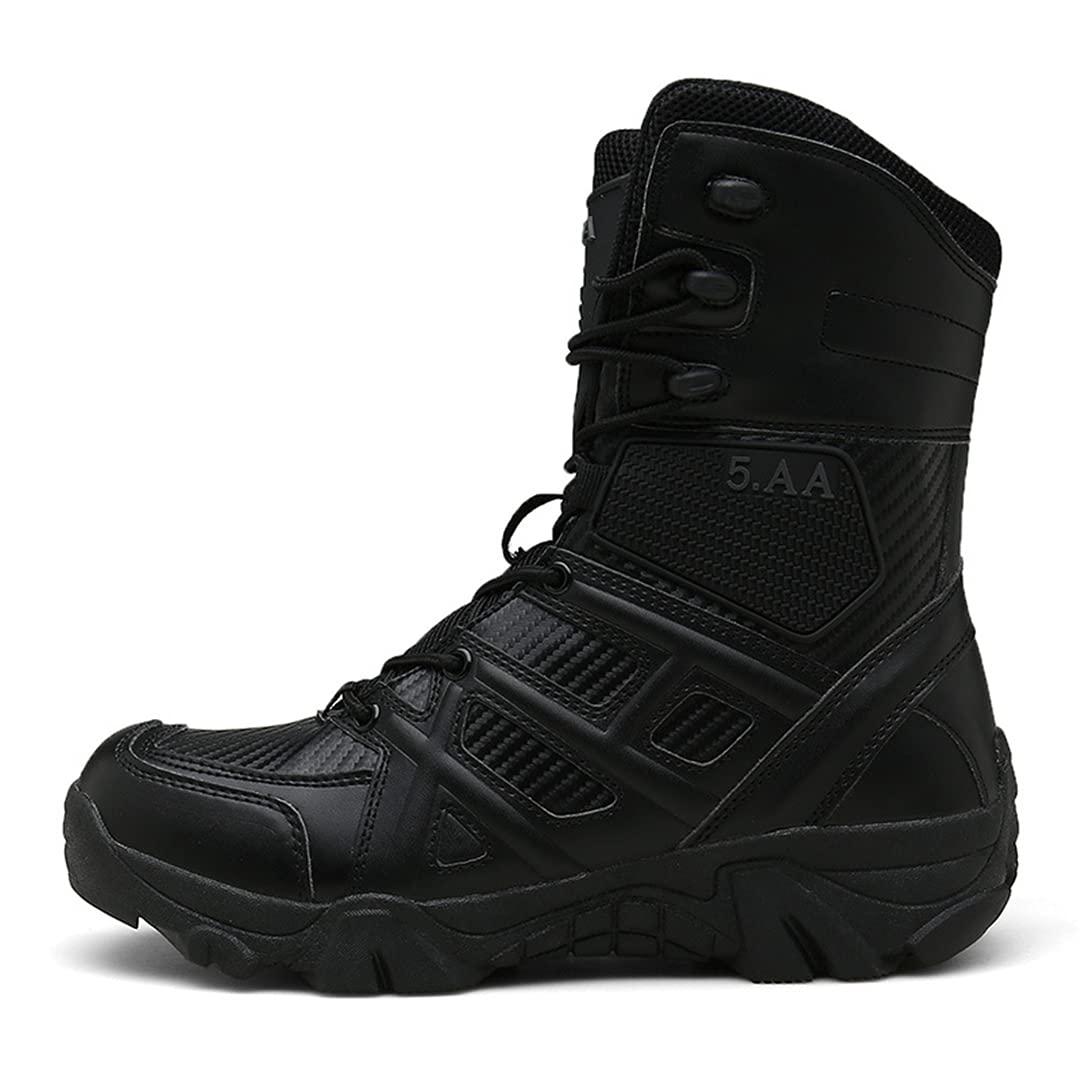 **Men's Military Combat Boots - Desert Tactical Zip-Up Ankle Boots for Snow & Winter - Durable Leather Shoes for Outdoor Hiking, Work & Adventure**