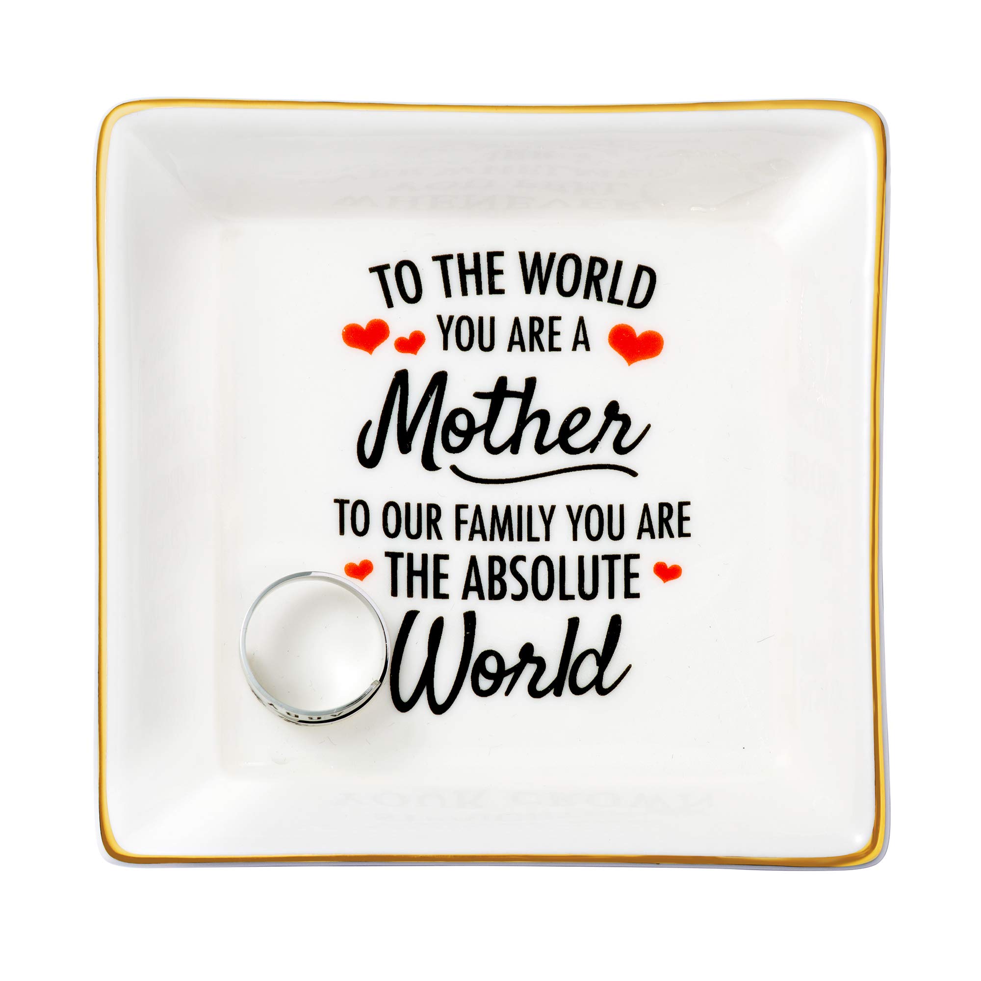 Elegant Jewelry Trinket Dish - Perfect Mother's Day, Birthday & Christmas Gift - Engraved 'You Are the World' Keepsake Tray for Jewelry Storage | Ideal for Dresser Organizer, Ring Holder & Gift Giving