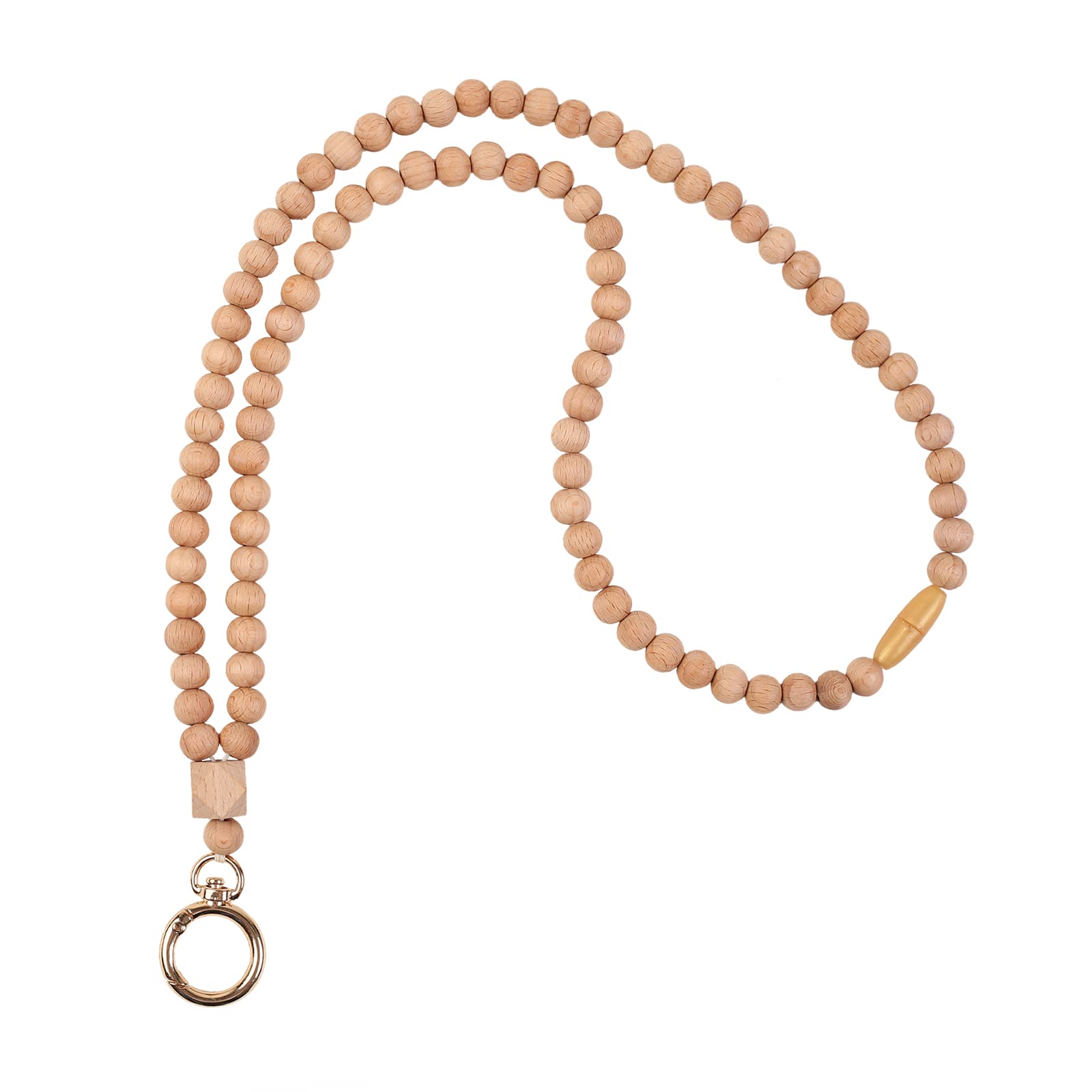 Boho Beaded Lanyard for Teachers & Nurses - Wooden Badge Holder for Work