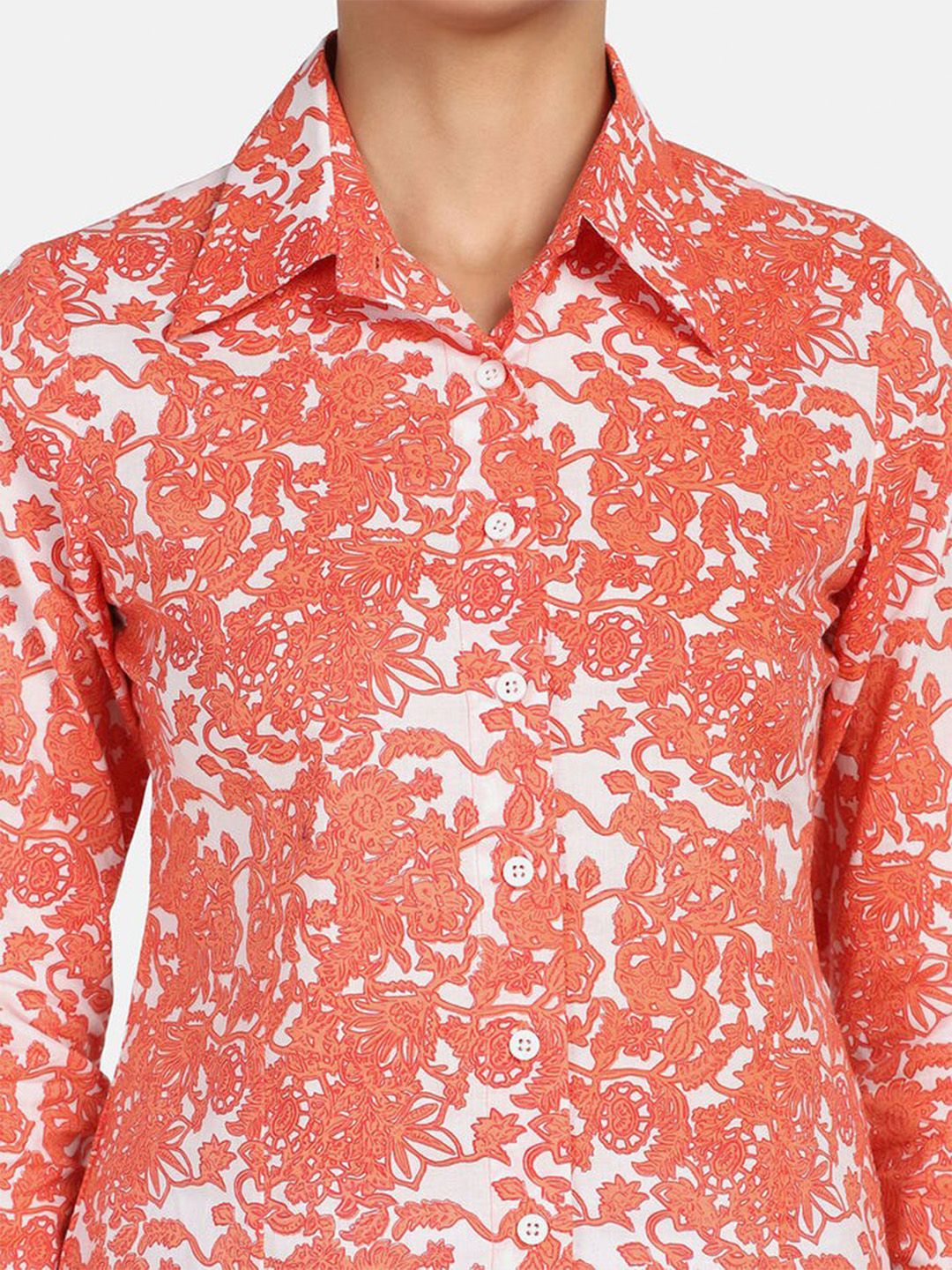 Stylish Orange Cotton Printed Shirt for Men & Women | Trendy Casual Button-Up Shirt for Summer, Beach & Outdoor Activities