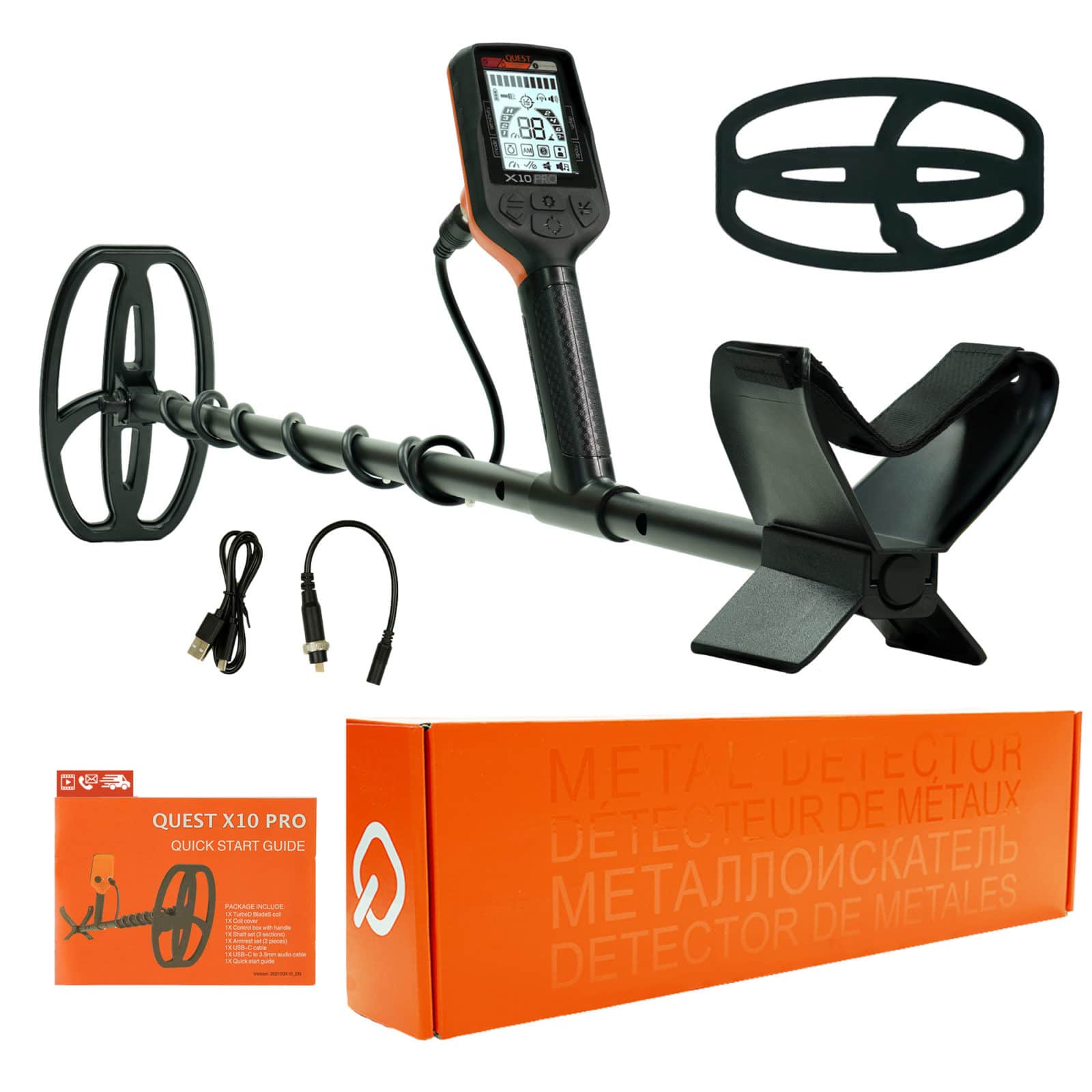 Quest X10 Pro Metal Detector - Professional Waterproof Gold Detector with LCD Display for Treasure Hunting, Beach & Outdoor Adventures