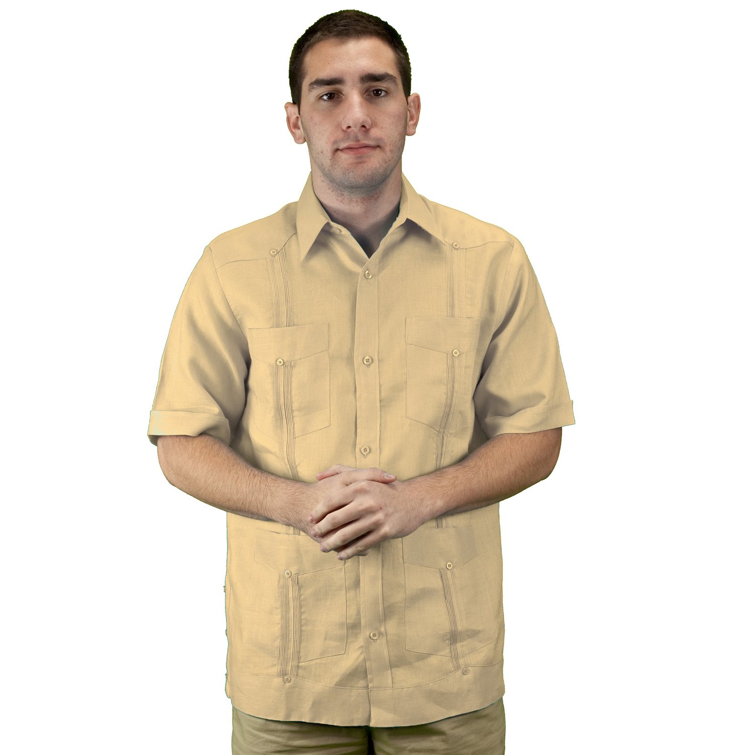 Premium Men's Linen Guayabera Shirt - Breathable Cuban Style Summer Shirt for Casual Wear, Beach Vacation & Tropical Weddings