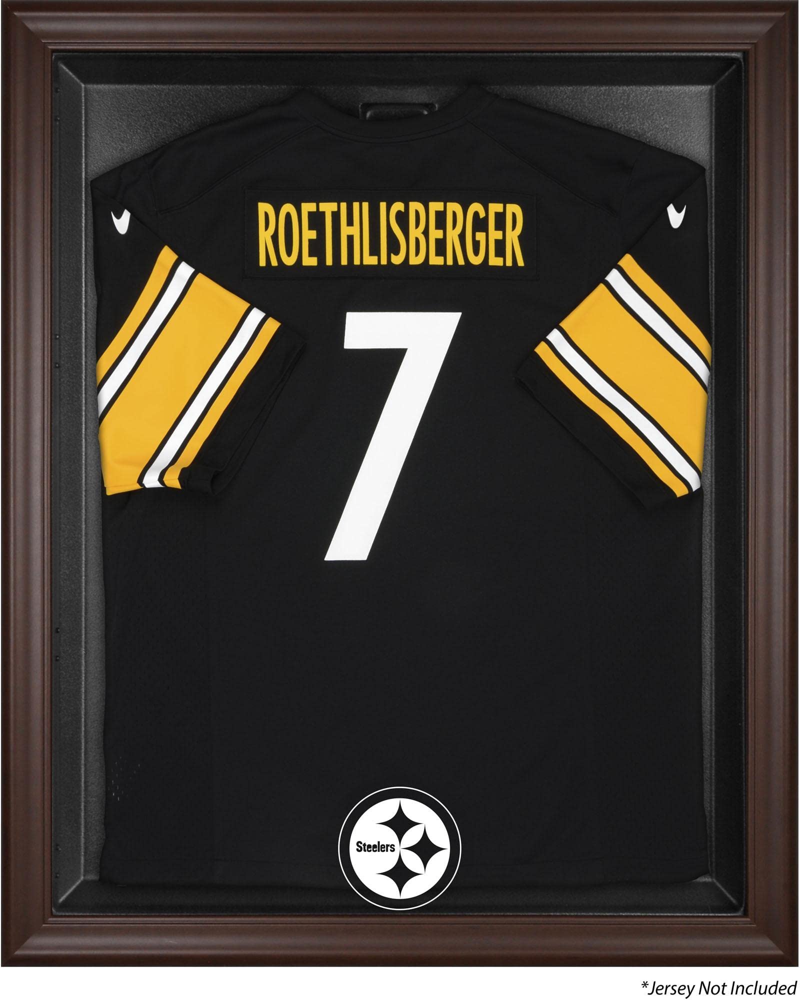 Pittsburgh Steelers Brown Framed Jersey Display Case - Premium Football Memorabilia Showcase for Collectors | Perfect for Man Cave, Sports Bar & Fan Cave Decor