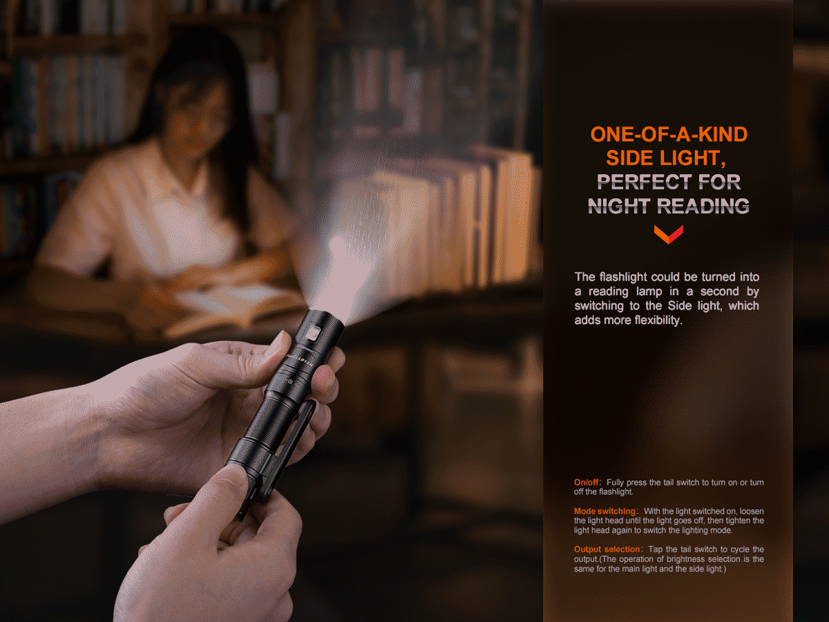 Fenix LD12R Rechargeable Flashlight - 500 Lumens, USB-C, Compact EDC Light for Camping, Hiking & Emergency Use