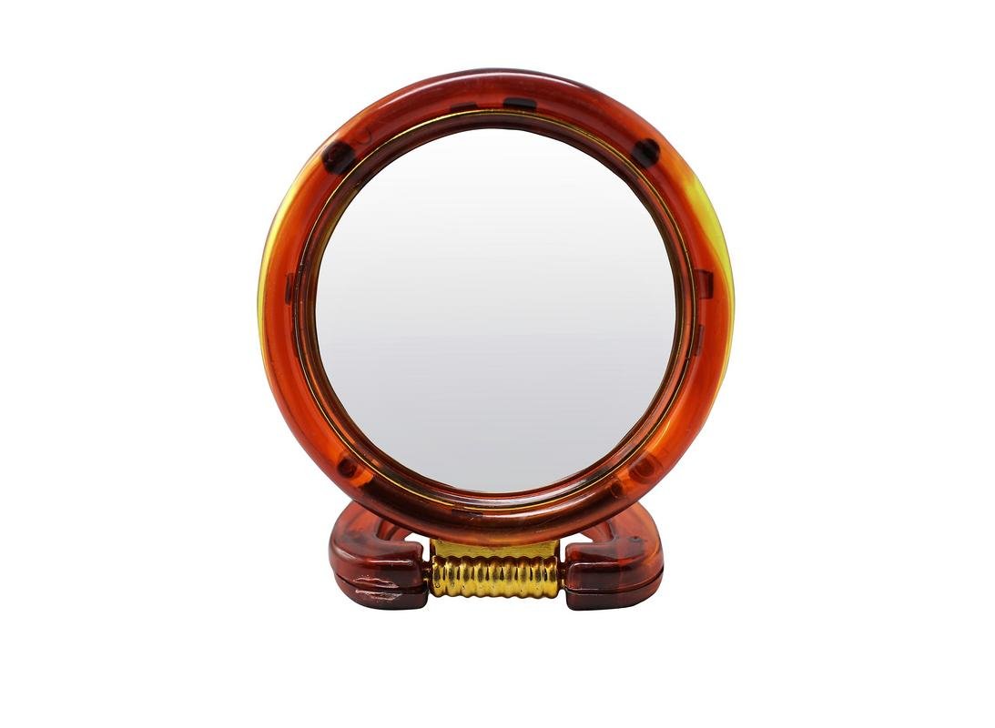 Round Cosmetic Mirror with Stand - Double-Sided Normal & Magnifying Beauty Mirror for Makeup, Ear Lobe Care & Accessories (Perfect for Vanity, Dressing Table, Travel & Professional Makeup Artists)