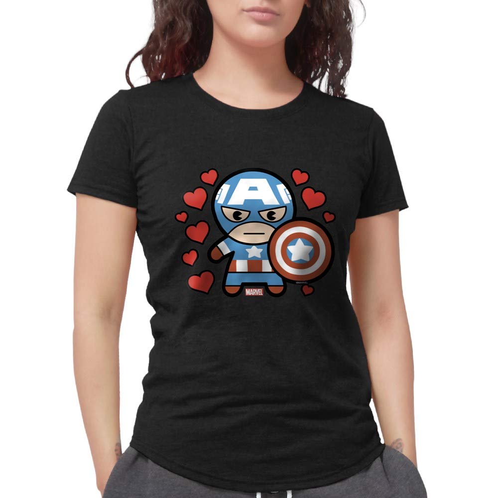 Captain America Hearts T-Shirt | Tri-Blend Comfort Tee | Marvel Superhero Graphic Apparel for Men & Women | Perfect for Cosplay, Comic Con & Casual Wear