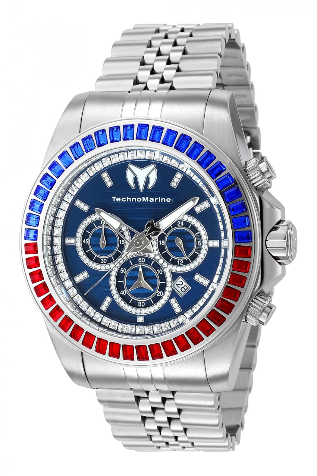 Technomarine Manta Ray Chronograph Men's Watch - Quartz Movement, Blue Crystal Dial, Water Resistant, Stainless Steel Band | Perfect for Diving, Swimming & Everyday Wear