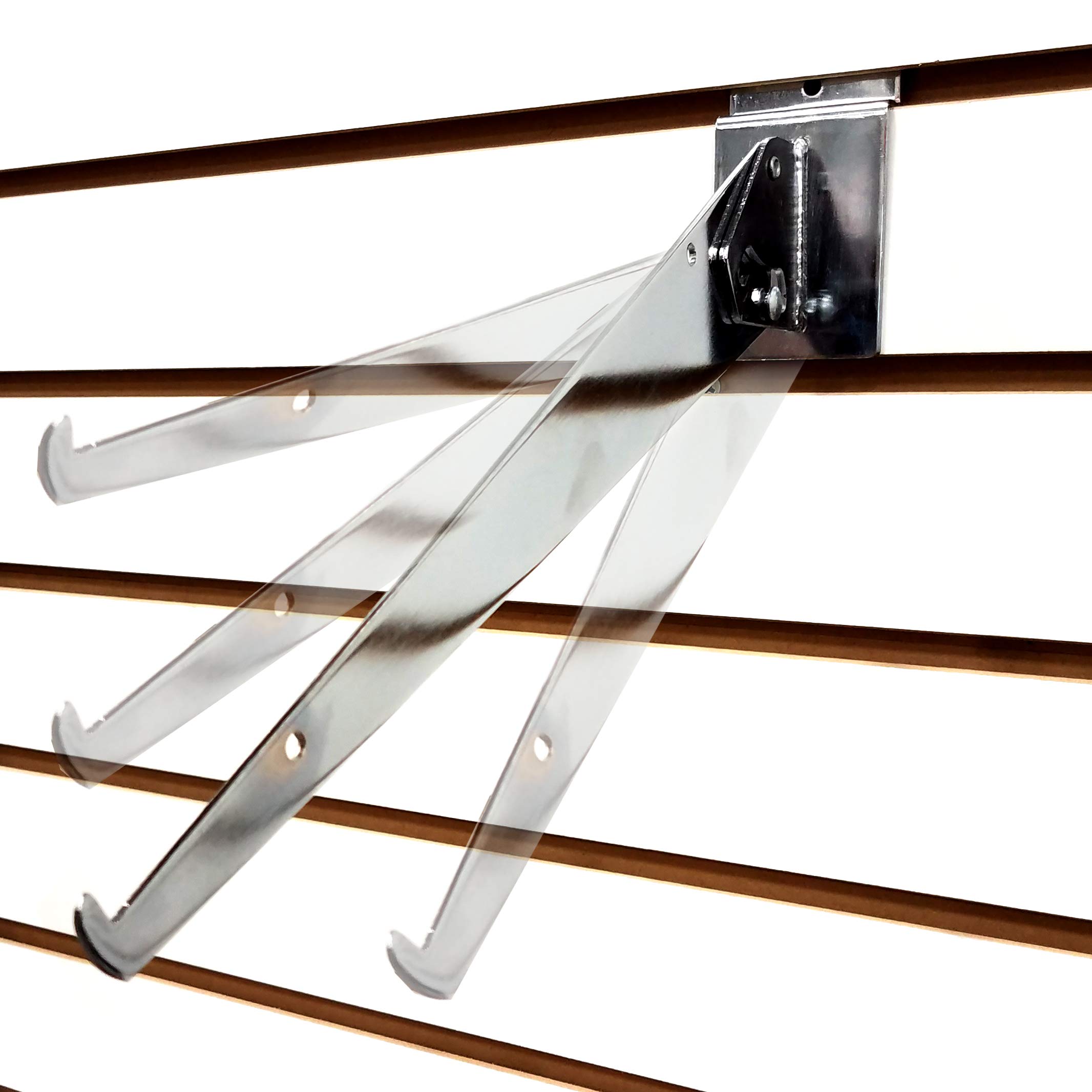 25 Pack Chrome Adjustable Angle Slatwall Shelf Brackets 14