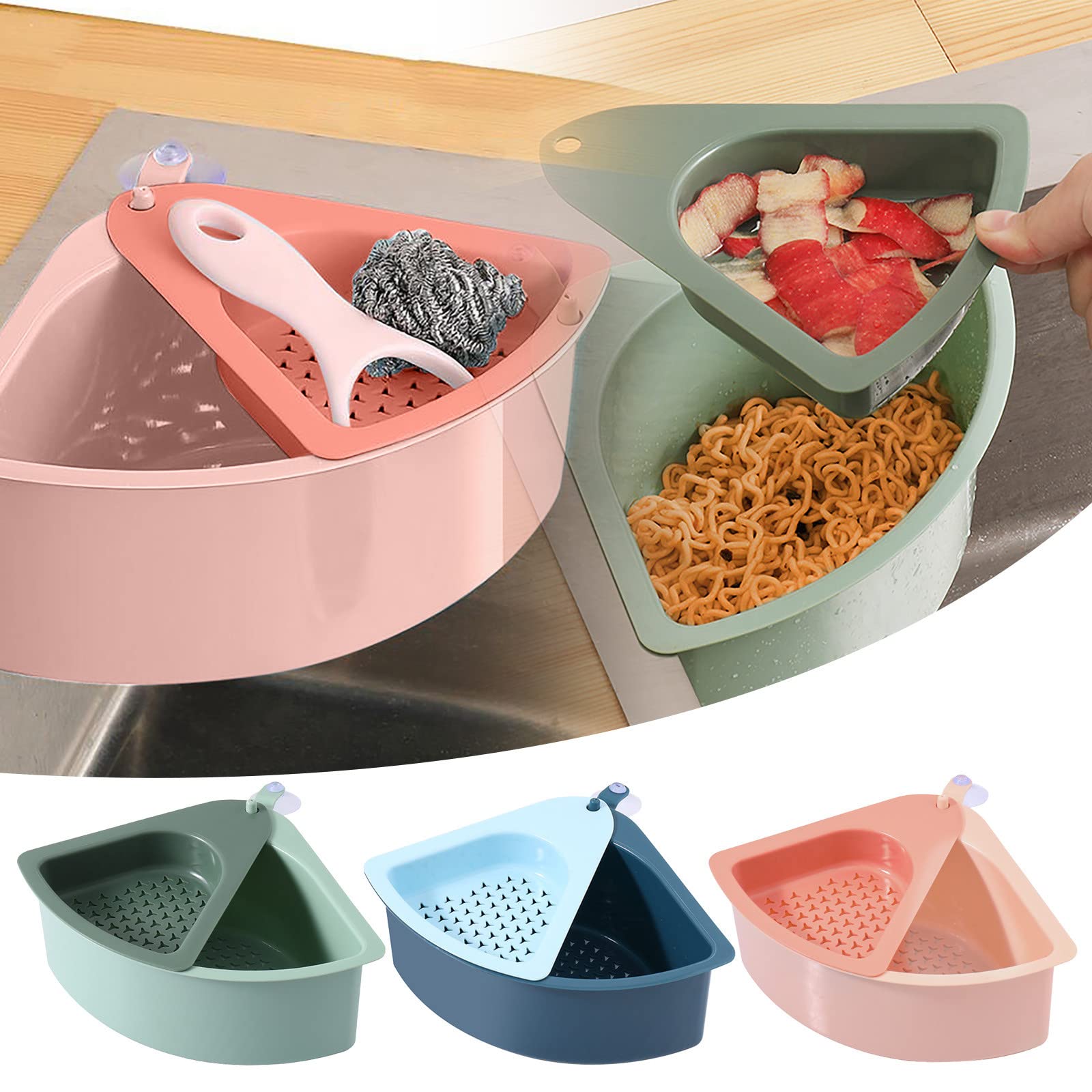 Tomsi Multifunctional Kitchen Sink Storage Rack - Dish Drying Rack with Cover, Sponge Holder & Drain Tray - Space Saving Organizer for Small Kitchens (Pink, One Size) - Perfect for Countertop Dish Drying, Sponge Storage & Utensil Organization