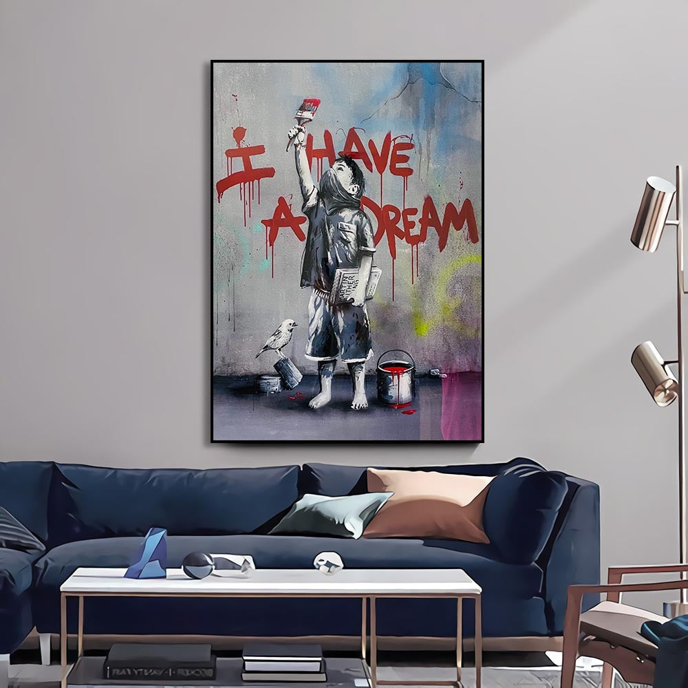 Banksy 'Have a Dream' Wall Art - Unique Canvas Masterpiece Print for Home & Office Decor | Urban Street Art Painting for Living Room, Bedroom or Gallery
