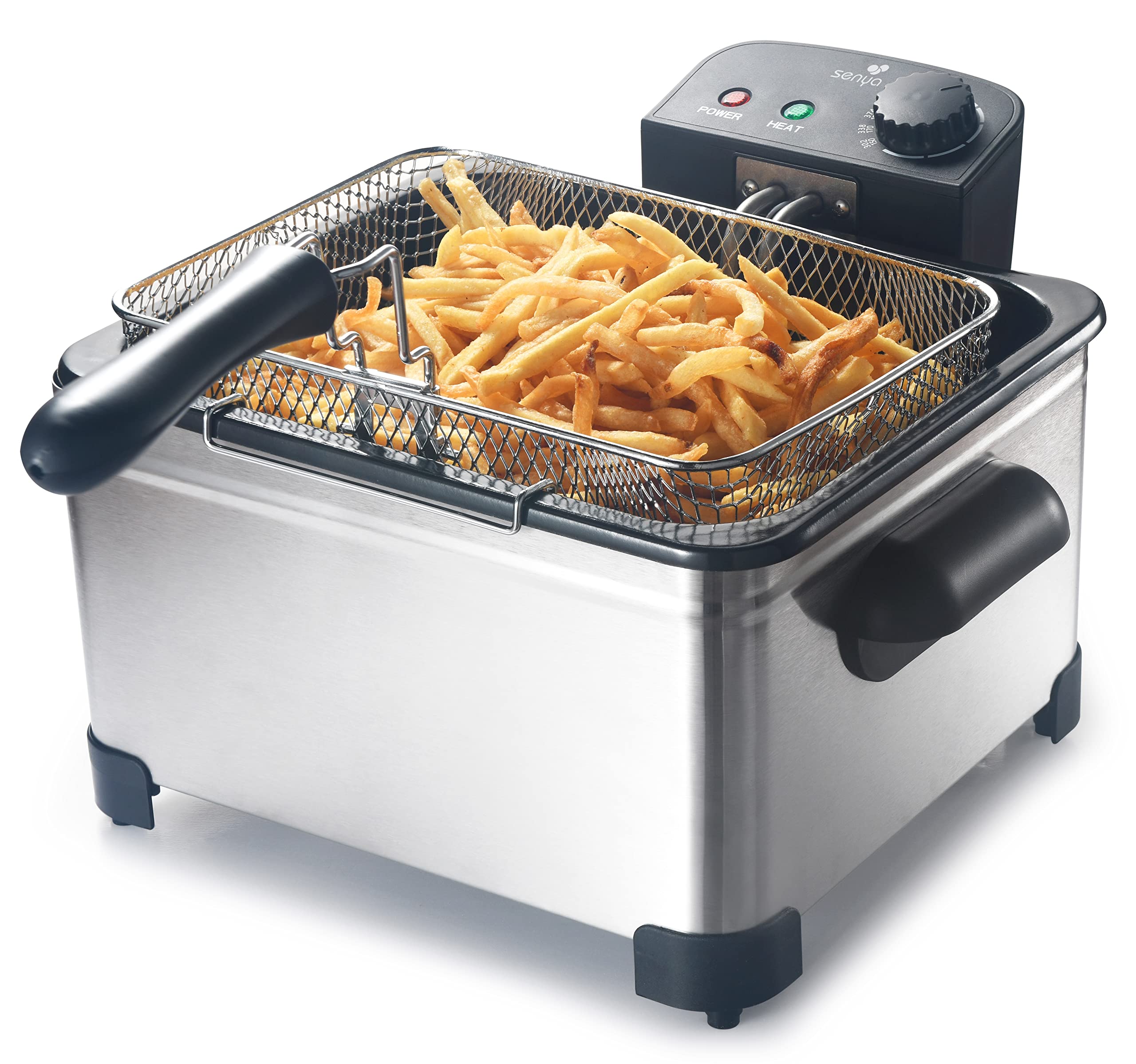SENYA 5L Stainless Steel Electric Deep Fryer with Removable Basket - 2000W, Large Capacity, 3 Removable Baskets for Family Cooking - Perfect for Fried Chicken, French Fries & Seafood at Home