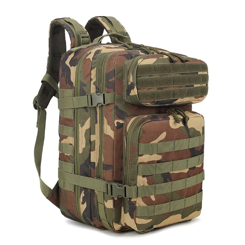 Military Tactical Backpack 40L - Large Capacity Camouflage Army Rucksack for Outdoor Sports, Hiking & Camping - Durable 3P Combat Pack for Adventure Travel & Survival Gear Storage