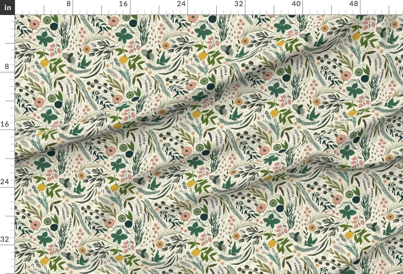 Premium Spoonflower Fabric - Soft Minky Fabric by The Yard in Cream Mint Sage Lemon Geraniums Print - Perfect for Sewing Baby Blankets, Quilt Backing & Plush Toys | DIY Nursery Decor & Cozy Home Projects