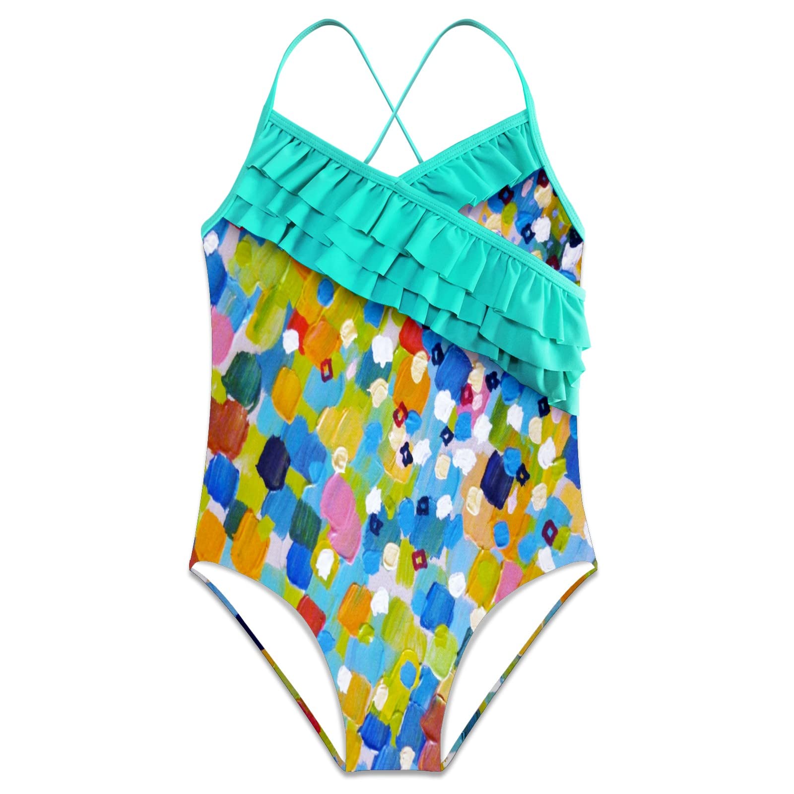 Hawaiian Ruffle One Piece Swimsuits for Girls - Cute Polka Dot Summer Beach Swimwear for Pool, Vacation & Water Play