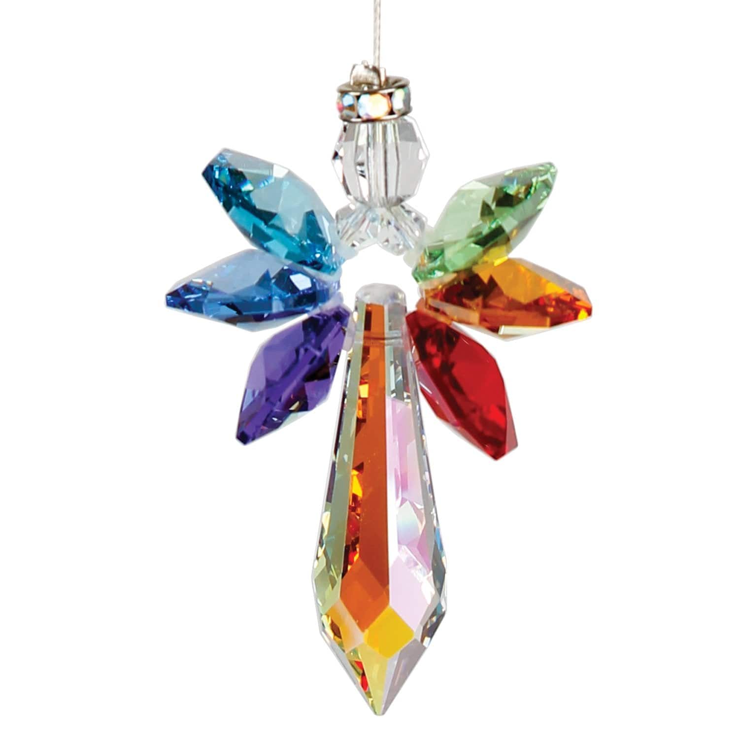 Chakra Crystal Guardian Angel Suncatcher - Healing Energy Window Decor for Meditation, Yoga & Spiritual Spaces