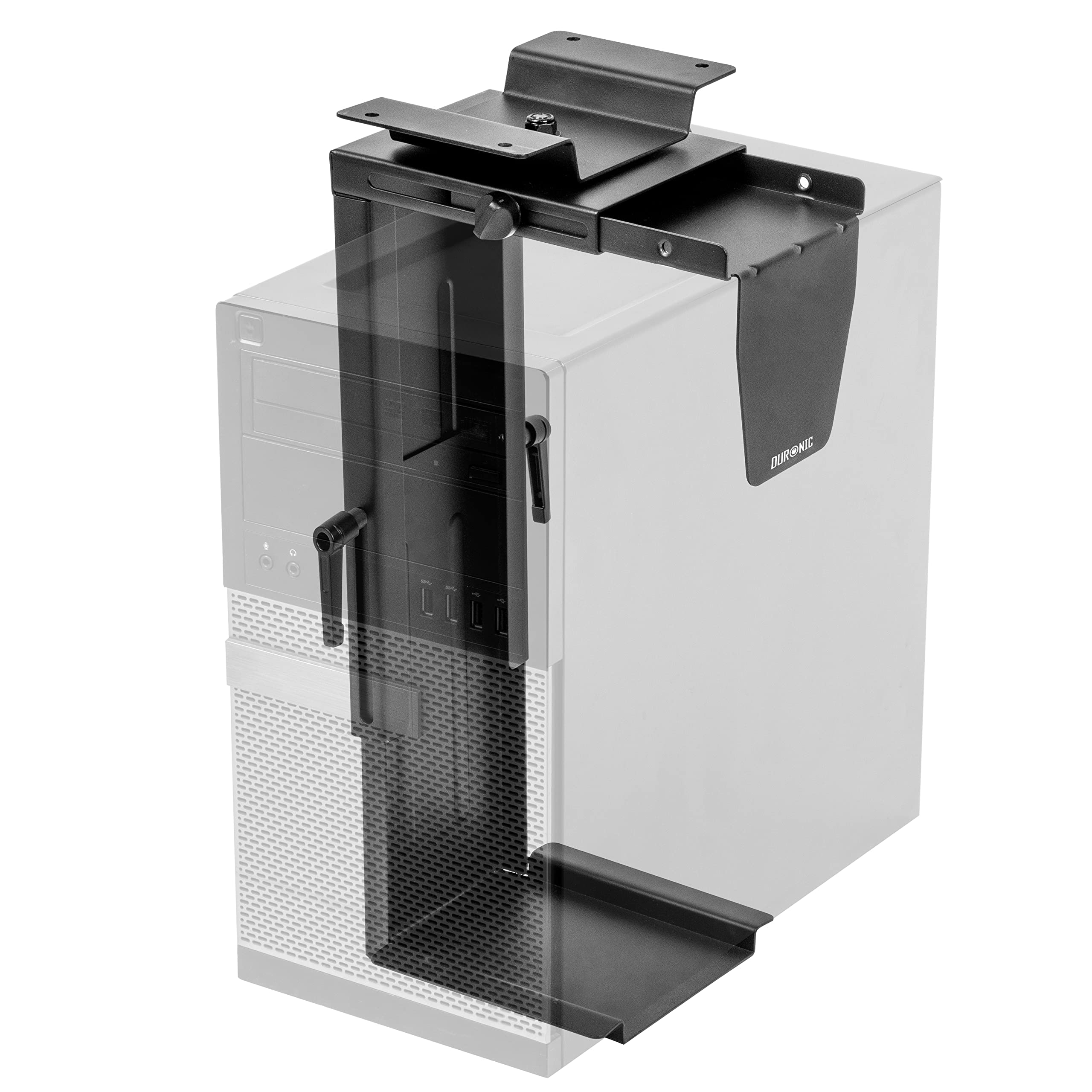 Duronic DMHD1 Under Desk PC Mount - Universal CPU Tower Holder & Storage Bracket with 360° Rotation | Perfect for Home Office, Gaming Setup & Workspace Organization