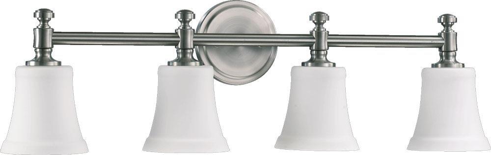 Quorum International 5122-4-65 Satin Nickel Vanity Lights with Opal Glass Shades - Perfect for Bathroom, Bedroom, and Dressing Room Lighting