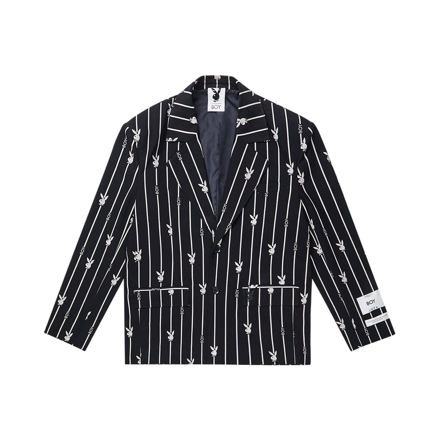 Playboy X Boy Bunny Pinstripe Blazer for Men - Stylish Formal & Party Wear - Perfect for Weddings, Night Out & Special Occasions