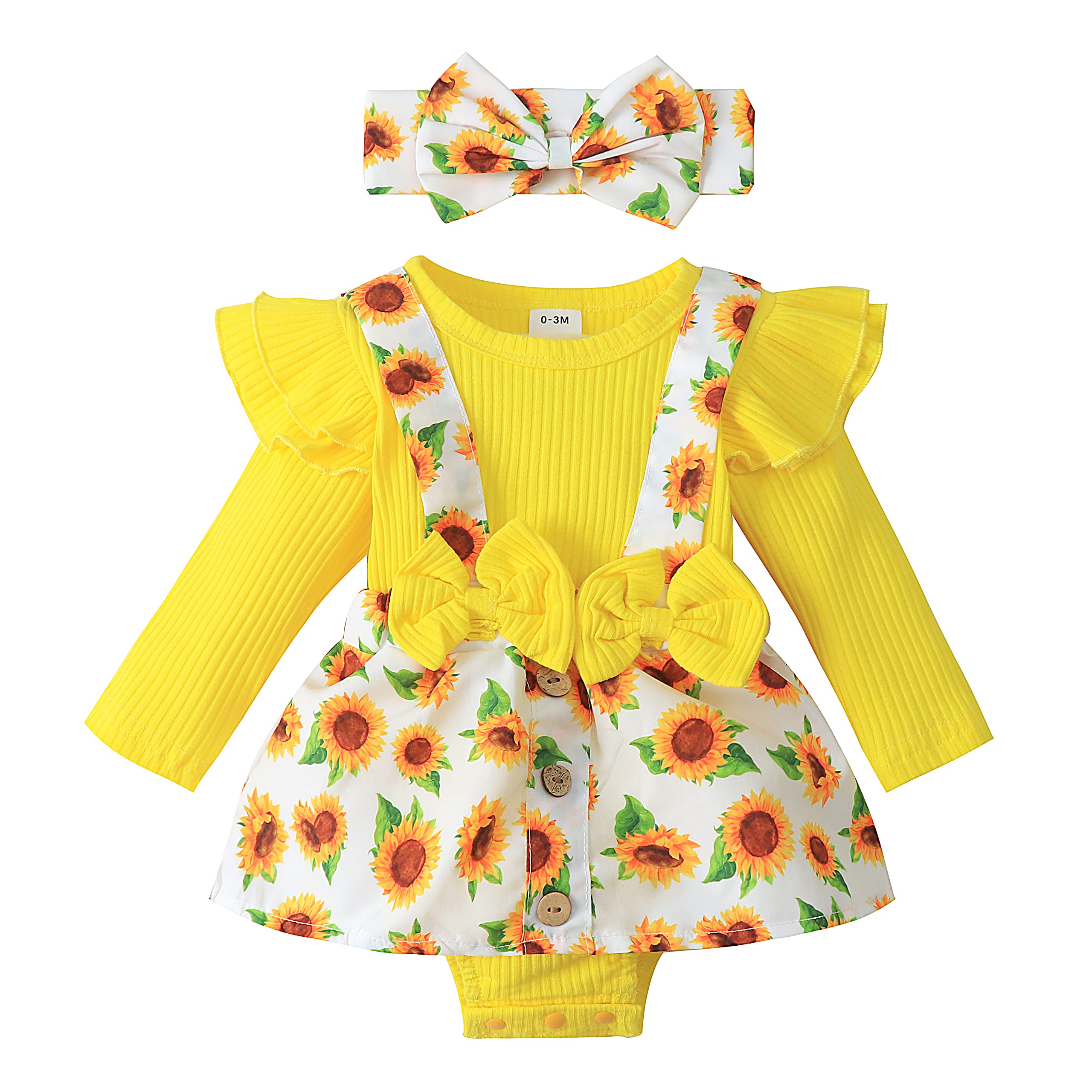 Baby Girl Floral Romper Dress with Ruffle Sleeves & Headband - Newborn Infant Jumpsuit Outfit for Spring Summer | Perfect for Photoshoots, Parties & Daily Wear
