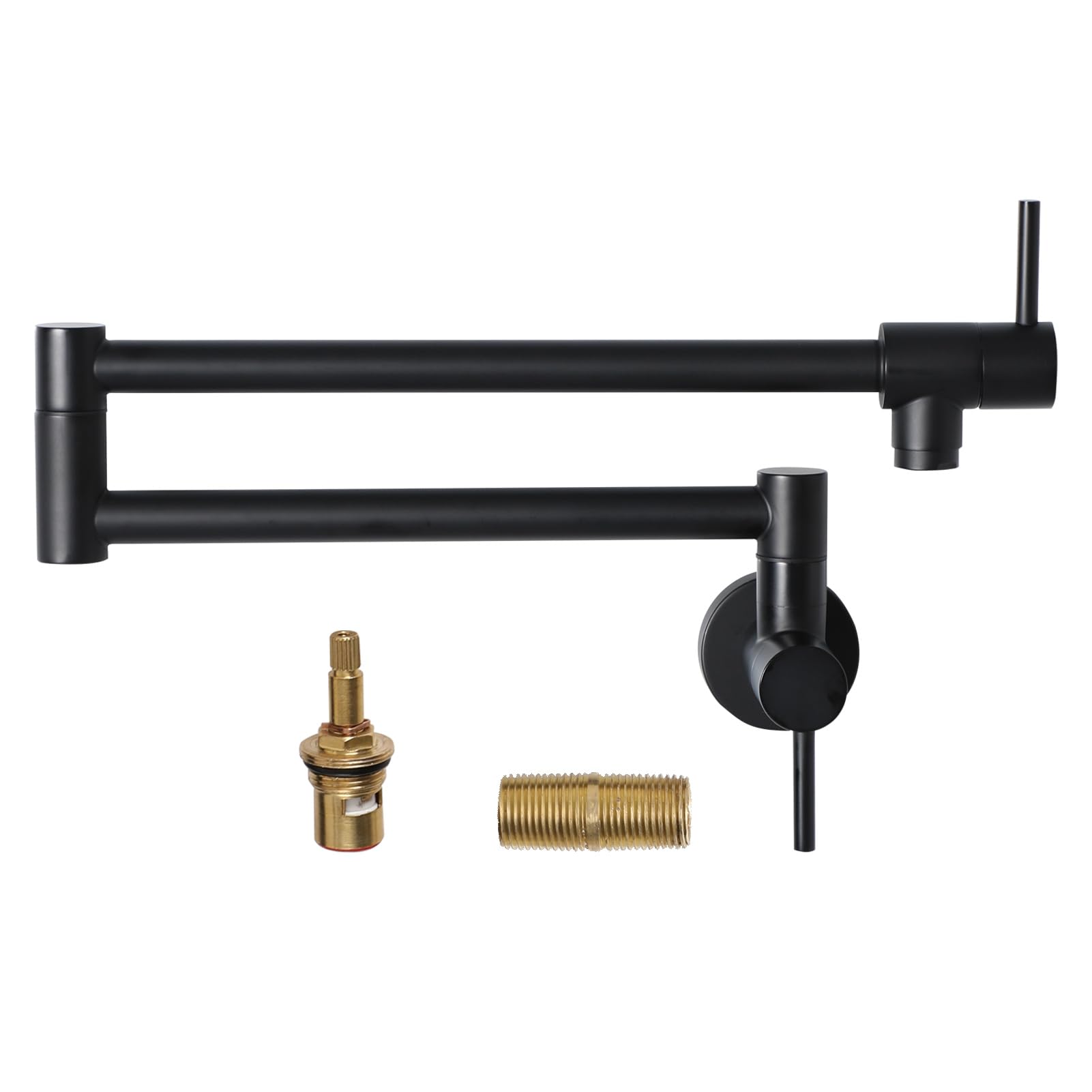 Stainless Steel Wall Mounted Pot Filler Faucet - Matte Black Folding Single Hole Two Handle Kitchen Sink Faucet for Stove & Cooking Area | Perfect for Home Chefs & Professional Kitchens