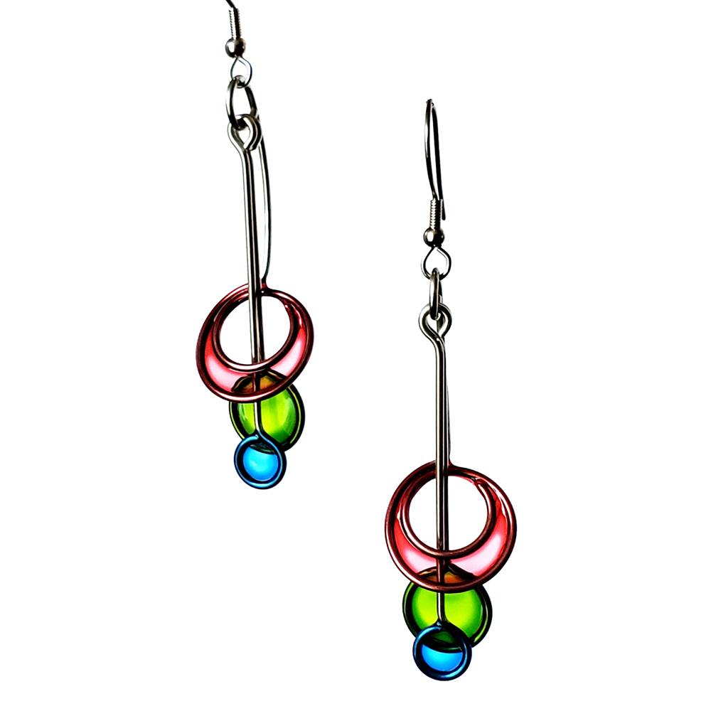 Three Circles Earrings for Women - Minimalist Geometric Hoop Earrings - Sterling Silver or Gold Plated - Perfect for Everyday Wear, Office, and Special Occasions