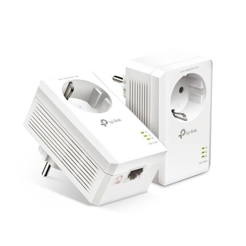1000Mbps Powerline Adapter Kit with Built-in Outlet - High-Speed Ethernet Connection for Home Office, Gaming & Streaming