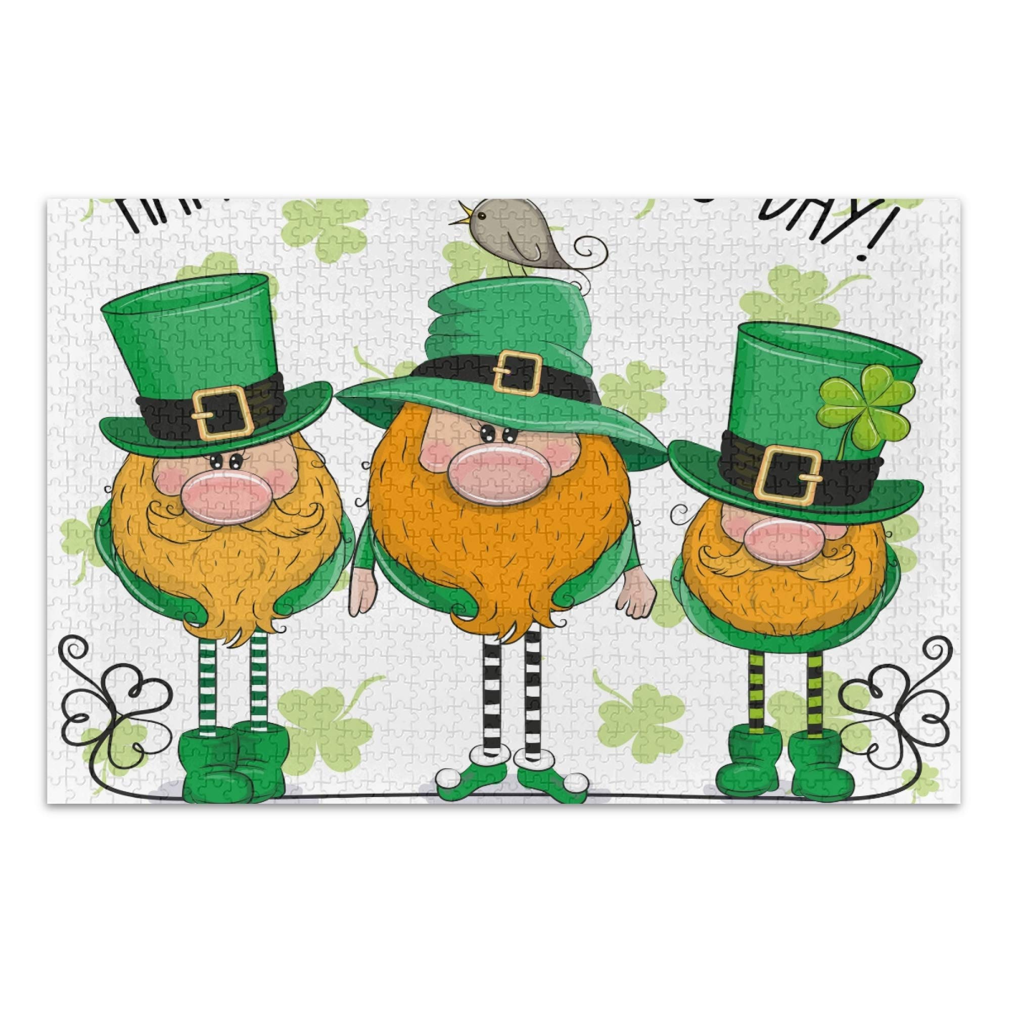 500-Piece St. Patrick's Day Gnome Puzzle with Green Clover - Challenging Jigsaw Puzzle for Adults, Kids & Family | Fun Party Game & Home Decor for Irish Holiday Celebrations