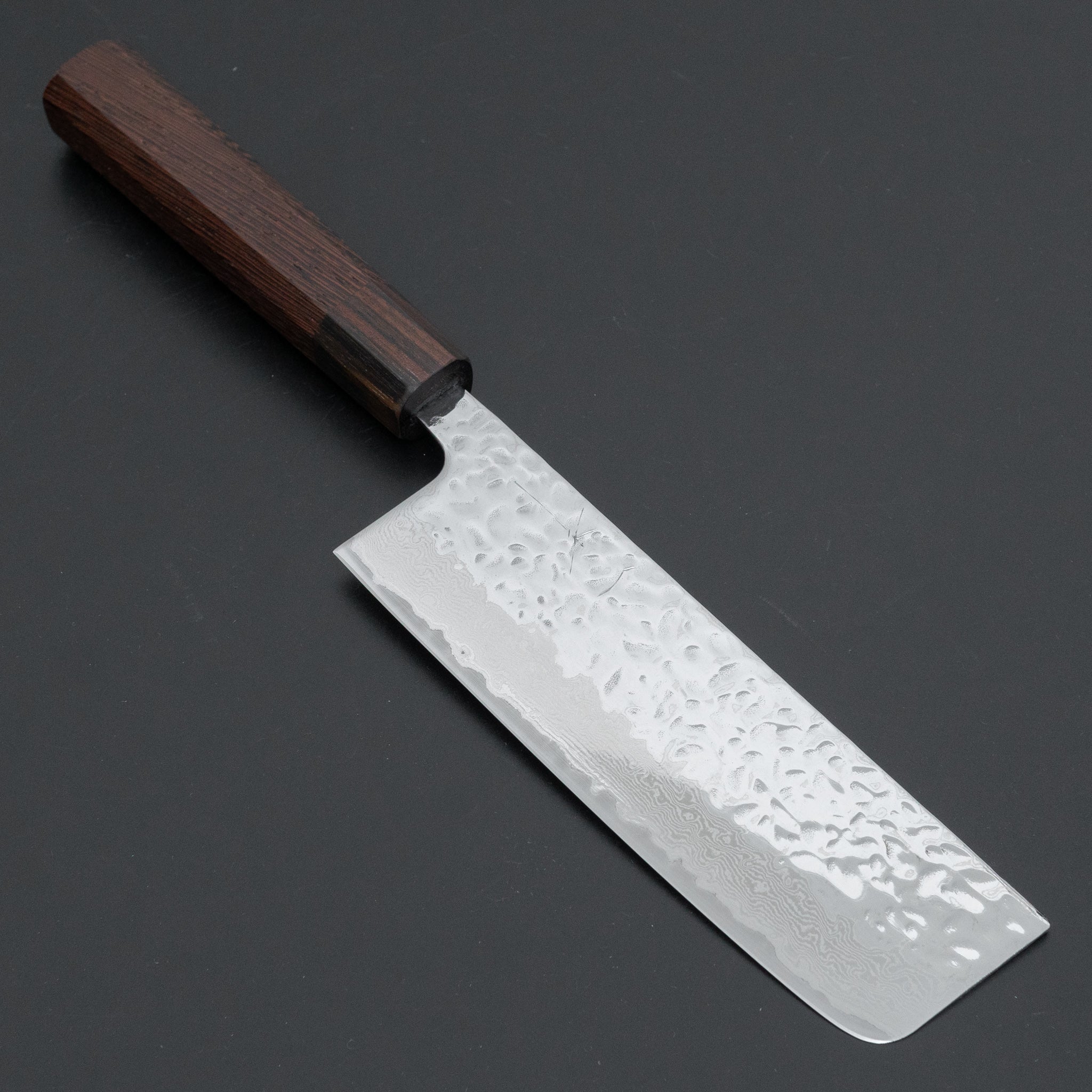 Hitohira Futana Stainless Steel Polished Tsuchime Damascus Nakiri Knife 165mm with Tagayasan Wood Handle - Japanese Kitchen Knife for Professional Chefs & Home Cooking, Perfect for Slicing Vegetables & Herbs