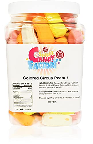 Spangler Retro Circus Peanuts Marshmallow Candy - Assorted Flavors in Resealable Jar (1.5 lbs) | Bulk Candy for Parties, Movie Nights & Nostalgic Treats