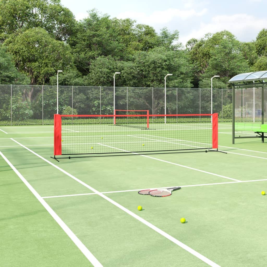 YAFF Professional Tennis Net - Foldable Nylon Sports Net with Adjustable Height Stand & Carry Bag - Easy Setup Portable Tennis Equipment for Backyard, Club & Training - Black/Red 118.1