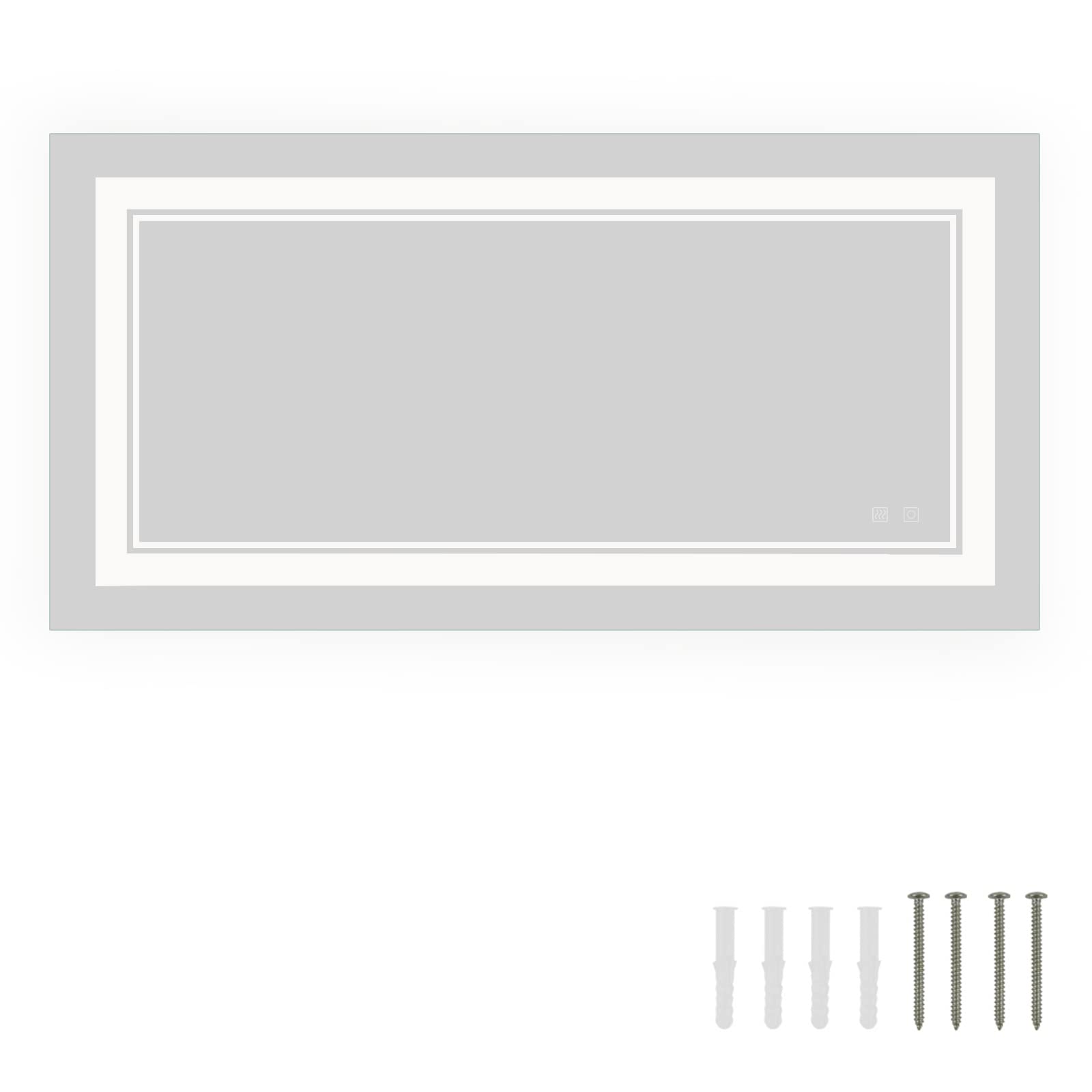 Smart LED Bathroom Mirror with Anti-Fog & Dimmable Lights - Eco-Friendly HD Silver Mirror, Dual-Key Control, Wide/Narrow Design with LED Frames - Perfect for Modern Vanity, Makeup & Spa Bathrooms