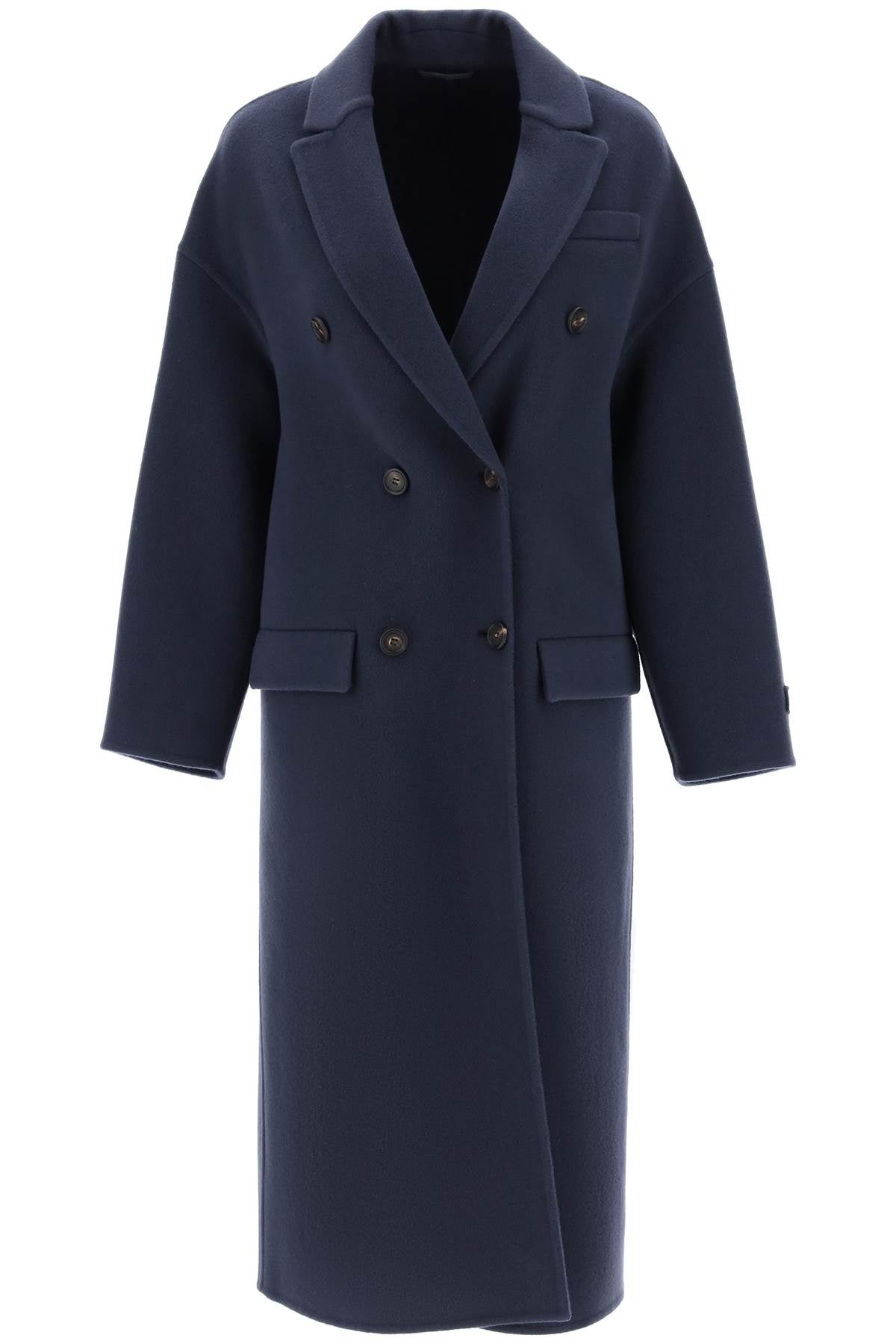 Brunello Cucinelli Wool & Cashmere Double Breasted Coat for Men - Elegant Winter Overcoat for Business & Formal Occasions