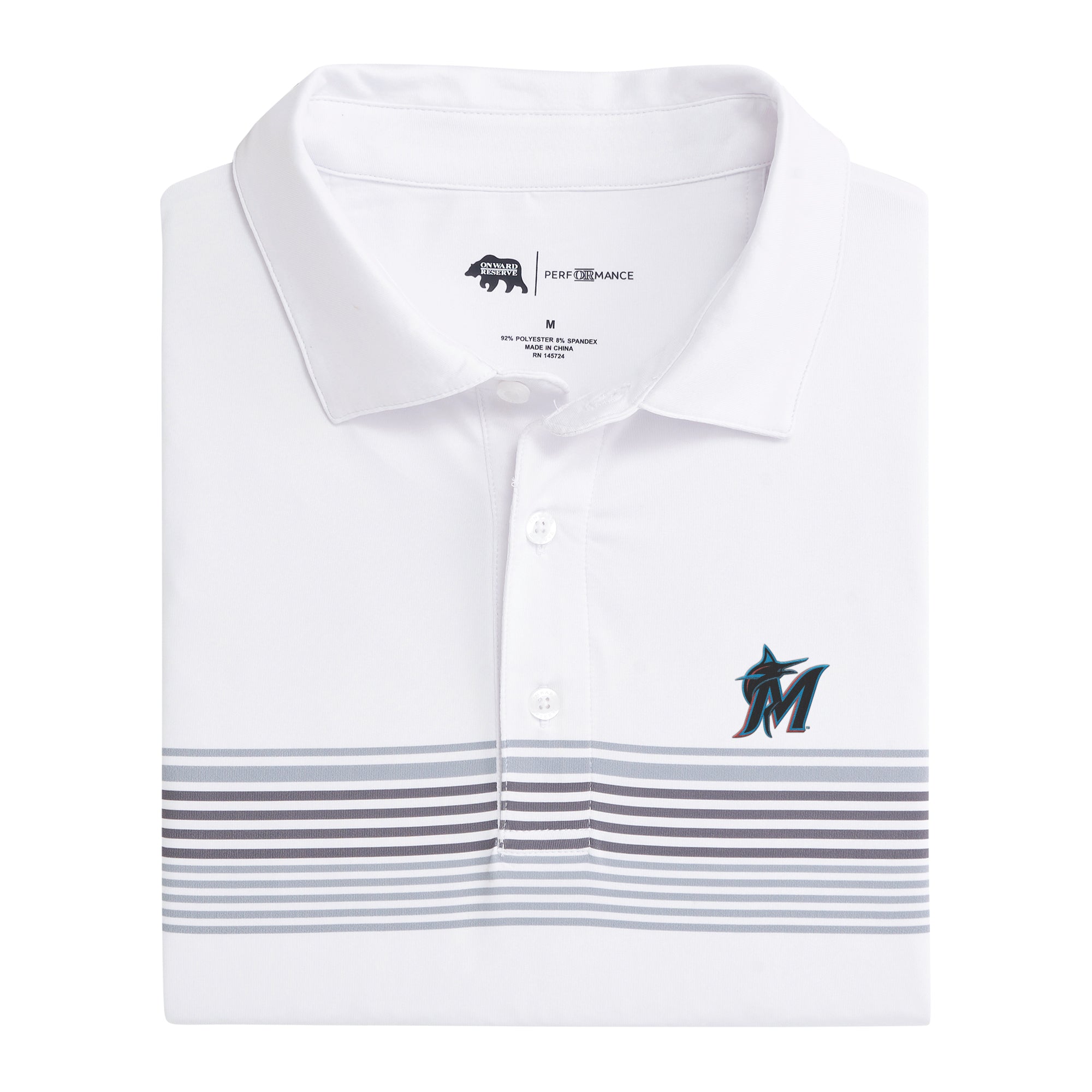 Miami Marlins Printed Performance Polo Shirt for Men - Moisture Wicking, Breathable & Quick-Dry - Perfect for Baseball Games, Golf & Casual Wear