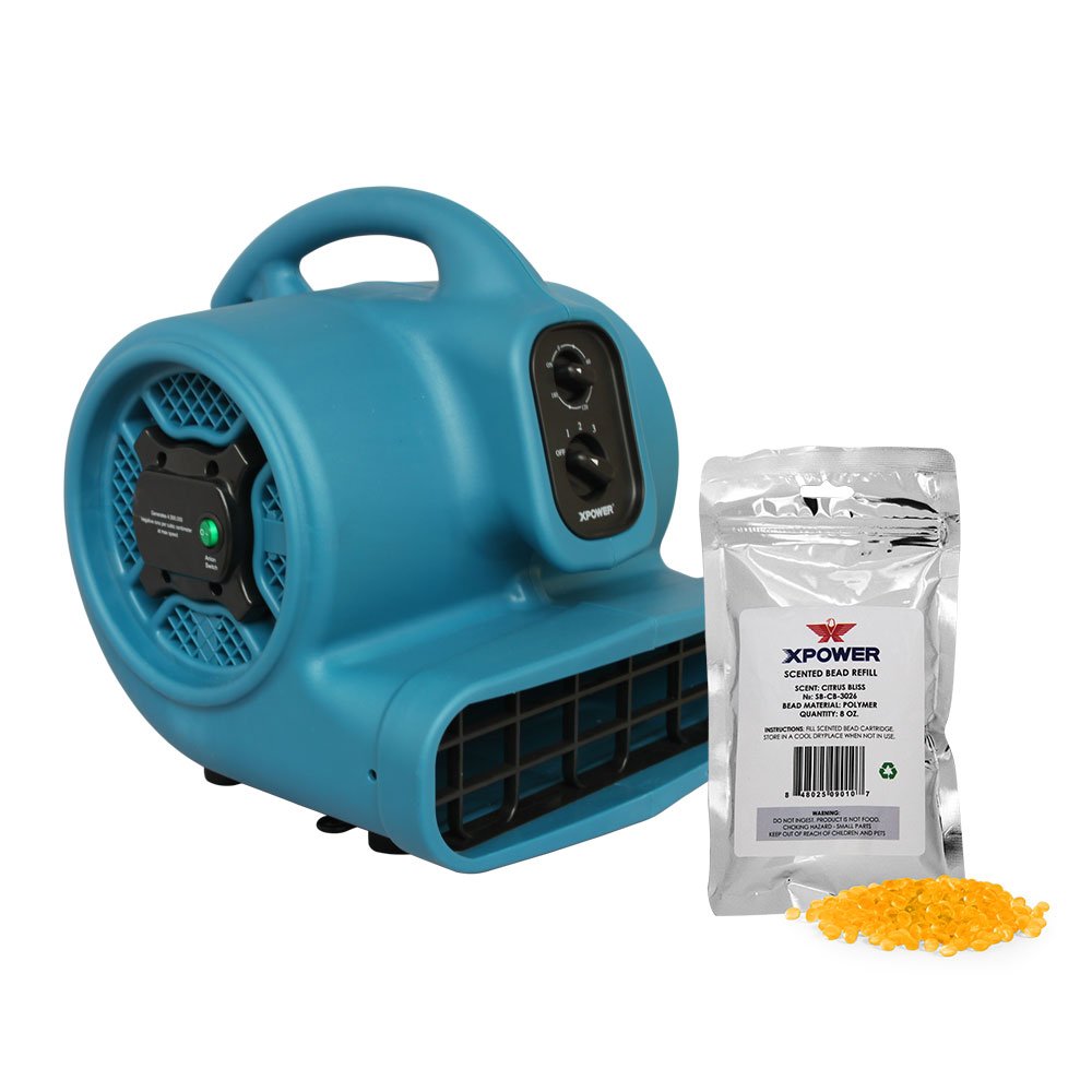 XPOWER P-450NT 1/3 HP Scented Air Mover with Ionizer - Timer & Freshener Beads Refill (Citrus Bliss, 8 oz) - Portable Air Freshener for Home, Office & Car - Eliminates Odors & Improves Air Quality