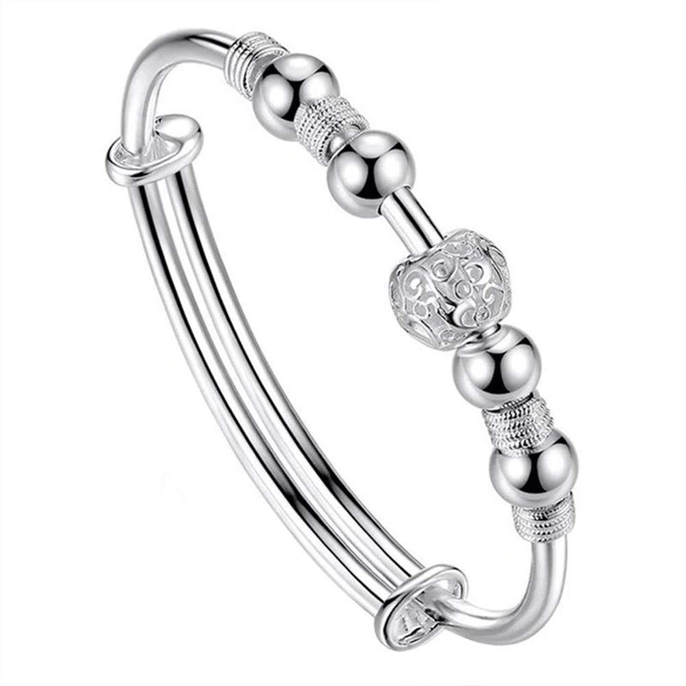 HEVIRGO Adjustable Crystal Beaded Bracelet for Women - Hollow Charm Bangle Wristband, Fashion Jewelry Gift for Valentine's Day, Party & Everyday Wear
