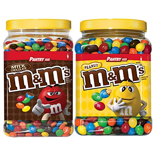 M&M's Milk Chocolate & Peanut Chocolate Candy Mix - Bulk 62 oz Pantry Size Pack for Baking, Parties & Snacking