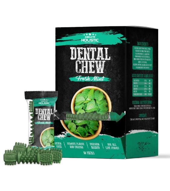 Absolute Holistic Dental Dog Chews for Small & Large Breeds - Natural Mint Flavor for Fresh Breath - Supports Oral Health & Teeth Cleaning - Perfect for Daily Dental Care & Training Treats