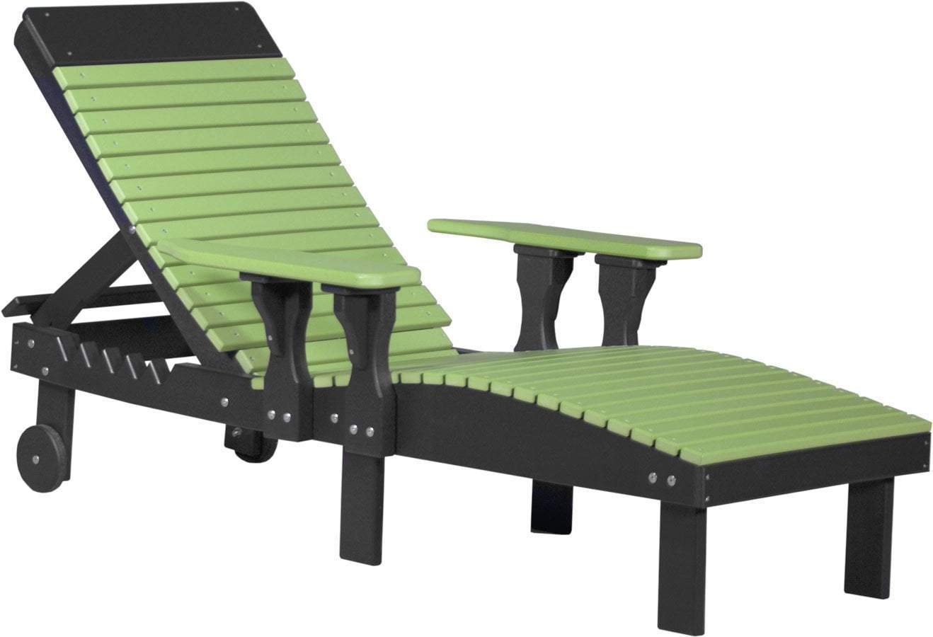 Eco-Friendly Lime Green Recycled Plastic Lounge Chair with Cup Holder - Outdoor Patio, Poolside & Garden Relaxation Furniture