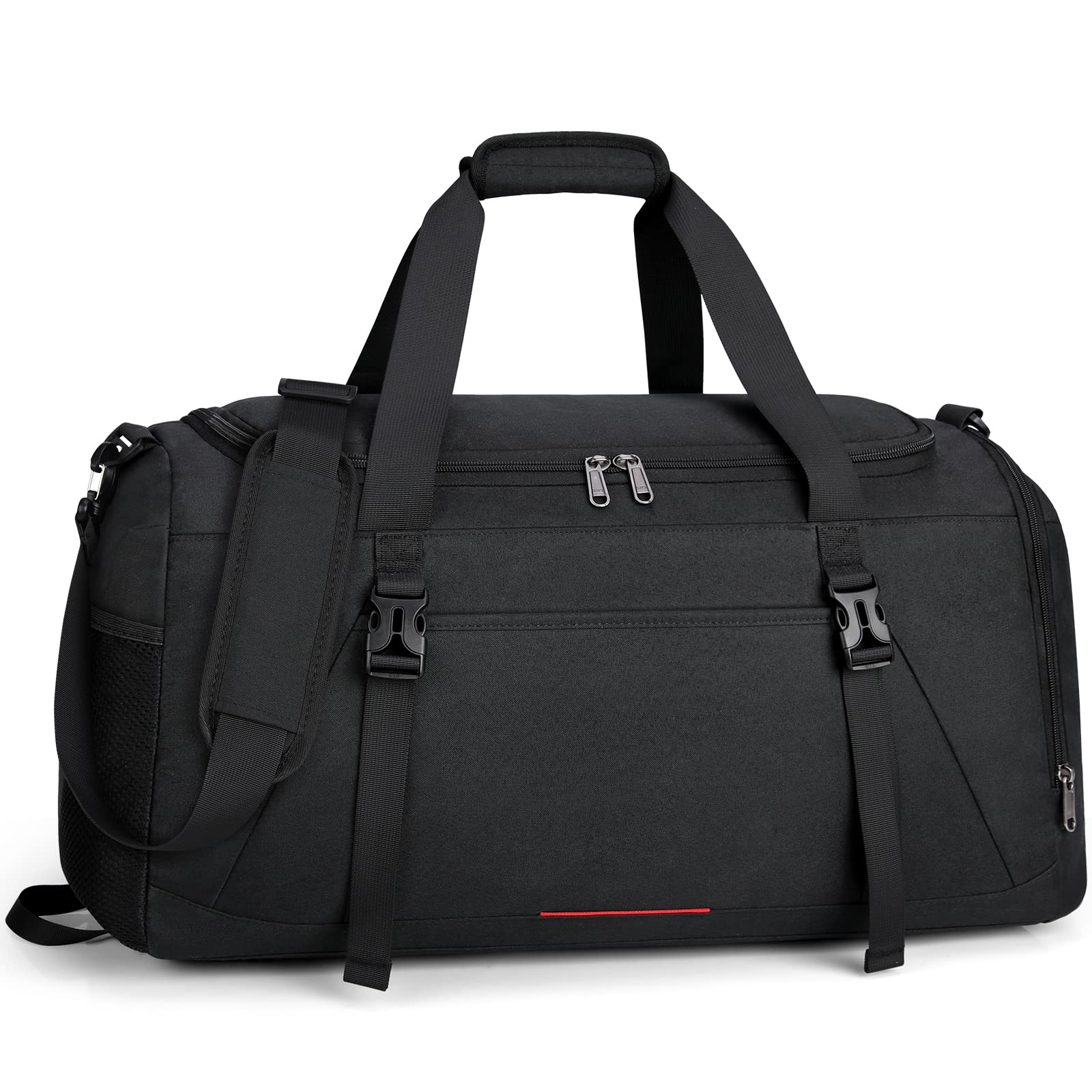 **55L Waterproof Gym Duffle Bag for Men & Women – Lightweight Sports Travel Bag with Shoe Compartment & Wet Pocket – Large Weekender Overnight Carry-On Bag for Gym, Workout, Travel & Weekend Trips – Black**